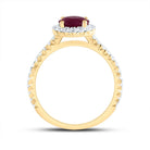 14K Yellow Gold Diamond Ruby Gemstone Single Halo Engagement Ring 1/2 Cttw - Splendid Jewellery