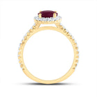 14K Yellow Gold Diamond Ruby Gemstone Single Halo Engagement Ring 1/2 Cttw - Splendid Jewellery