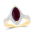 14K Yellow Gold Diamond Ruby Gemstone Single Halo Engagement Ring 3/4 Cttw - Splendid Jewellery