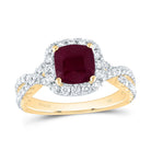 14K Yellow Gold Diamond Ruby Gemstone Single Halo Engagement Ring 3/4 Cttw - Splendid Jewellery