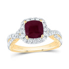 14K Yellow Gold Diamond Ruby Gemstone Single Halo Engagement Ring 3/4 Cttw - Splendid Jewellery