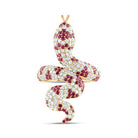 14K Yellow Gold Diamond Ruby Gemstone Snake Ring 1 1/3 Cttw - Splendid Jewellery