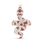 14K Yellow Gold Diamond Ruby Gemstone Snake Ring 1 1/3 Cttw - Splendid Jewellery