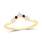 14K Yellow Gold Diamond Ruby Gemstone Women's Enhancer Ring 1/8 Cttw - Splendid Jewellery