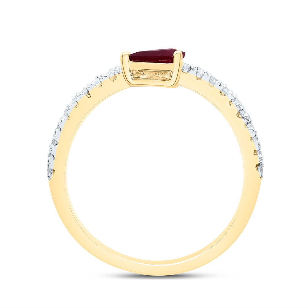 14K Yellow Gold Diamond Ruby Gemstone Women's Ring 1/3 Cttw - Splendid Jewellery