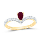 14K Yellow Gold Diamond Ruby Gemstone Women's Ring 1/3 Cttw - Splendid Jewellery