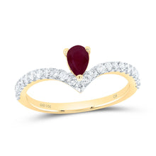 Load image into Gallery viewer, 14K Yellow Gold Diamond Ruby Gemstone Women's Ring 1/3 Cttw - Splendid Jewellery