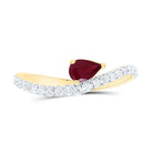 14K Yellow Gold Diamond Ruby Gemstone Women's Ring 1/3 Cttw - Splendid Jewellery