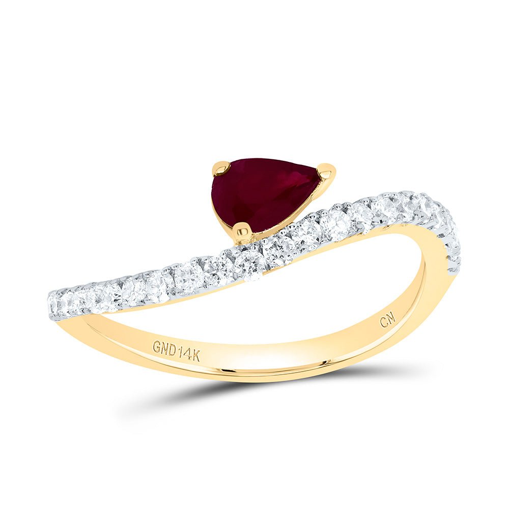 14K Yellow Gold Diamond Ruby Gemstone Women's Ring 1/3 Cttw - Splendid Jewellery