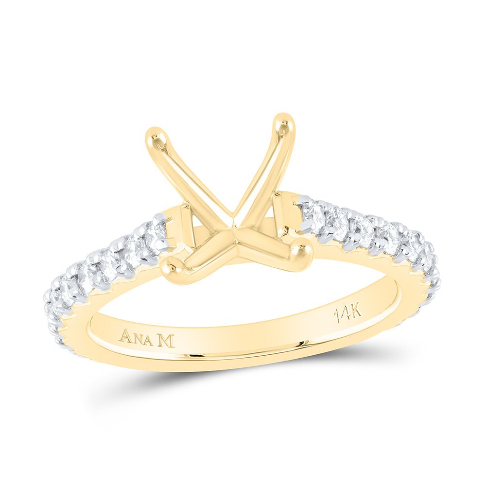 14K Yellow Gold Diamond Semi Mount Engagement Ring 5/8 Cttw - Splendid Jewellery