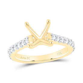 14K Yellow Gold Diamond Semi Mount Engagement Ring 5/8 Cttw - Splendid Jewellery