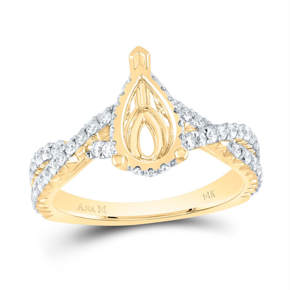 14K Yellow Gold Diamond Semi Mount Engagement Ring 5/8 Cttw - Splendid Jewellery