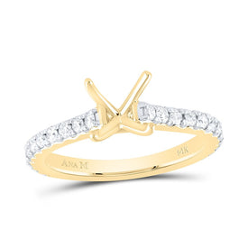 14K Yellow Gold Diamond Semi Mount Engagement Ring 5/8 Cttw - Splendid Jewellery