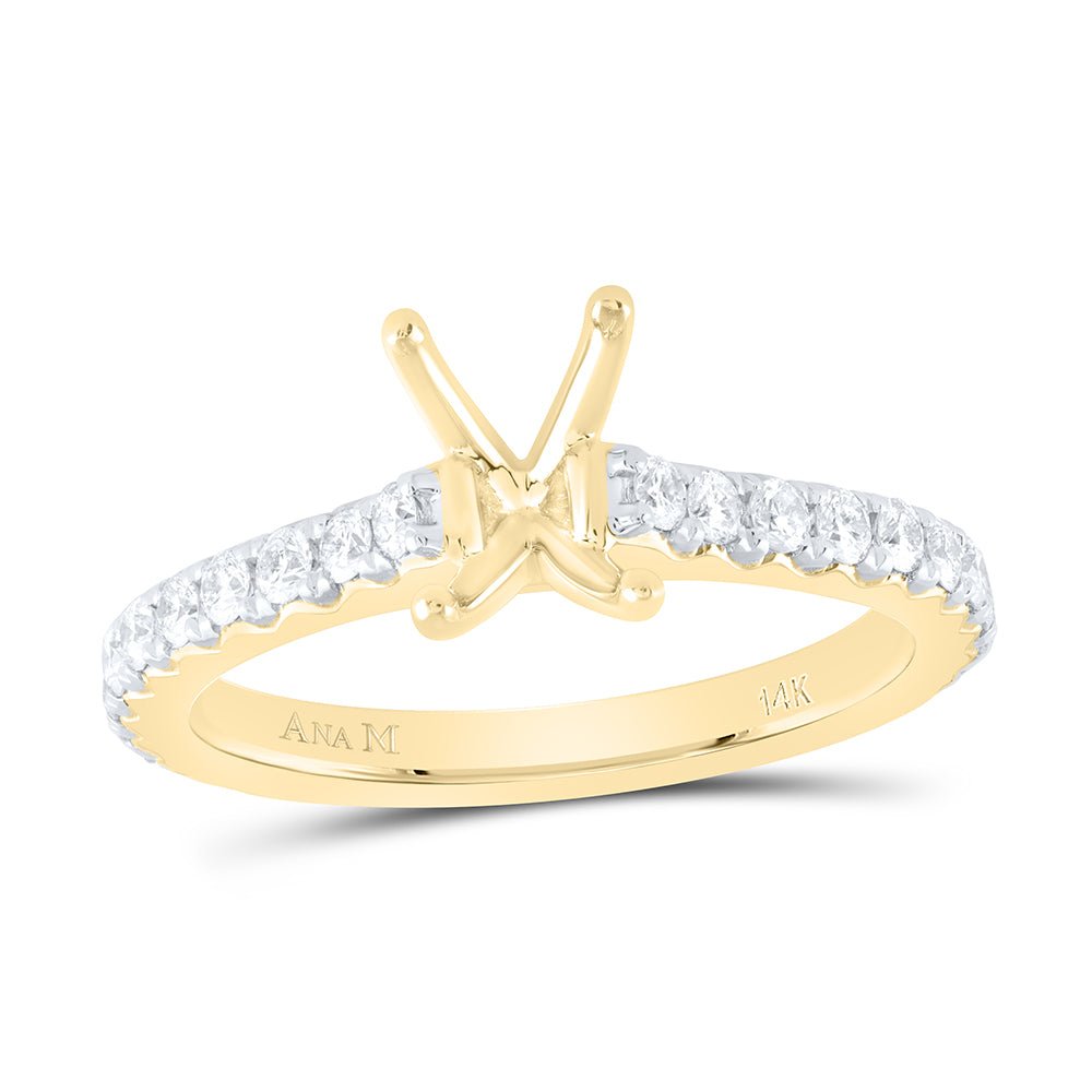 14K Yellow Gold Diamond Semi Mount No Halo Engagement Ring 5/8 Cttw - Splendid Jewellery