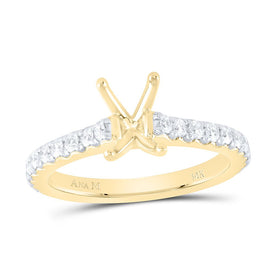 14K Yellow Gold Diamond Semi Mount No Halo Engagement Ring 5/8 Cttw - Splendid Jewellery