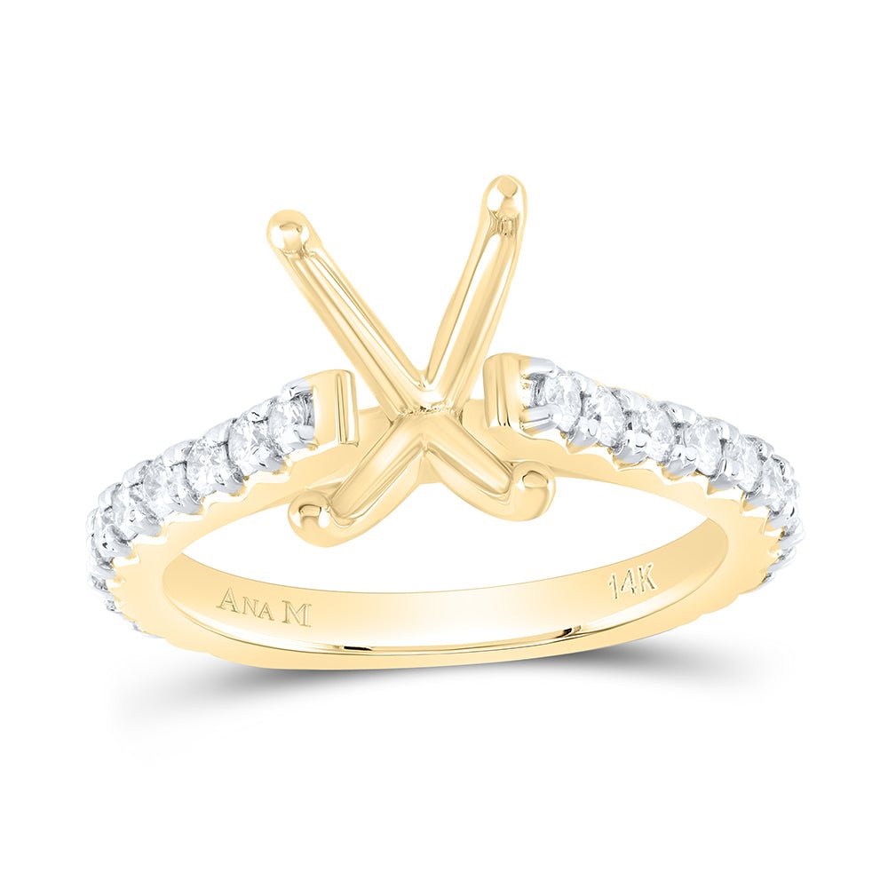 14K Yellow Gold Diamond Semi Mount No Halo Engagement Ring 5/8 Cttw - Splendid Jewellery