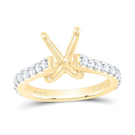14K Yellow Gold Diamond Semi Mount No Halo Engagement Ring 5/8 Cttw - Splendid Jewellery