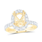 14K Yellow Gold Diamond Semi Mount Single Halo Engagement Ring 1 Cttw - Splendid Jewellery