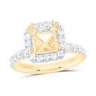 14K Yellow Gold Diamond Semi Mount Single Halo Engagement Ring 1 Cttw - Splendid Jewellery