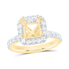 14K Yellow Gold Diamond Semi Mount Single Halo Engagement Ring 1 Cttw - Splendid Jewellery