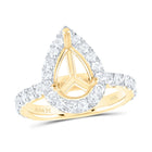 14K Yellow Gold Diamond Semi Mount Single Halo Engagement Ring 1 Cttw - Splendid Jewellery