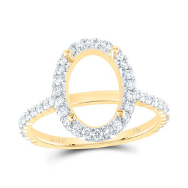 14K Yellow Gold Diamond Semi Mount Single Halo Engagement Ring 1/2 Cttw - Splendid Jewellery