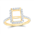 14K Yellow Gold Diamond Semi Mount Single Halo Engagement Ring 1/2 Cttw - Splendid Jewellery