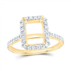 14K Yellow Gold Diamond Semi Mount Single Halo Engagement Ring 1/2 Cttw - Splendid Jewellery