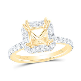 14K Yellow Gold Diamond Semi Mount Single Halo Engagement Ring 3/4 Cttw - Splendid Jewellery