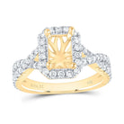 14K Yellow Gold Diamond Semi Mount Single Halo Engagement Ring 3/4 Cttw - Splendid Jewellery