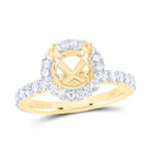 14K Yellow Gold Diamond Semi Mount Single Halo Engagement Ring 3/4 Cttw - Splendid Jewellery