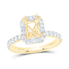 14K Yellow Gold Diamond Semi Mount Single Halo Engagement Ring 3/4 Cttw - Splendid Jewellery