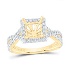 14K Yellow Gold Diamond Semi Mount Single Halo Engagement Ring 3/4 Cttw - Splendid Jewellery