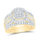 14K Yellow Gold Diamond Single Halo Bridal Ring 1 1/2 Cttw - Splendid Jewellery