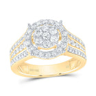 14K Yellow Gold Diamond Single Halo Bridal Ring 1 Cttw - Splendid Jewellery