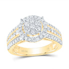 14K Yellow Gold Diamond Single Halo Bridal Ring 1 Cttw - Splendid Jewellery