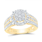 14K Yellow Gold Diamond Single Halo Bridal Ring 1 Cttw - Splendid Jewellery