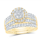 14K Yellow Gold Diamond Single Halo Bridal Set 1 1/3 Cttw - Splendid Jewellery