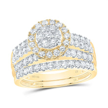 Load image into Gallery viewer, 14K Yellow Gold Diamond Single Halo Bridal Set 1 1/3 Cttw - Splendid Jewellery