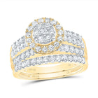 14K Yellow Gold Diamond Single Halo Bridal Set 1 1/3 Cttw - Splendid Jewellery