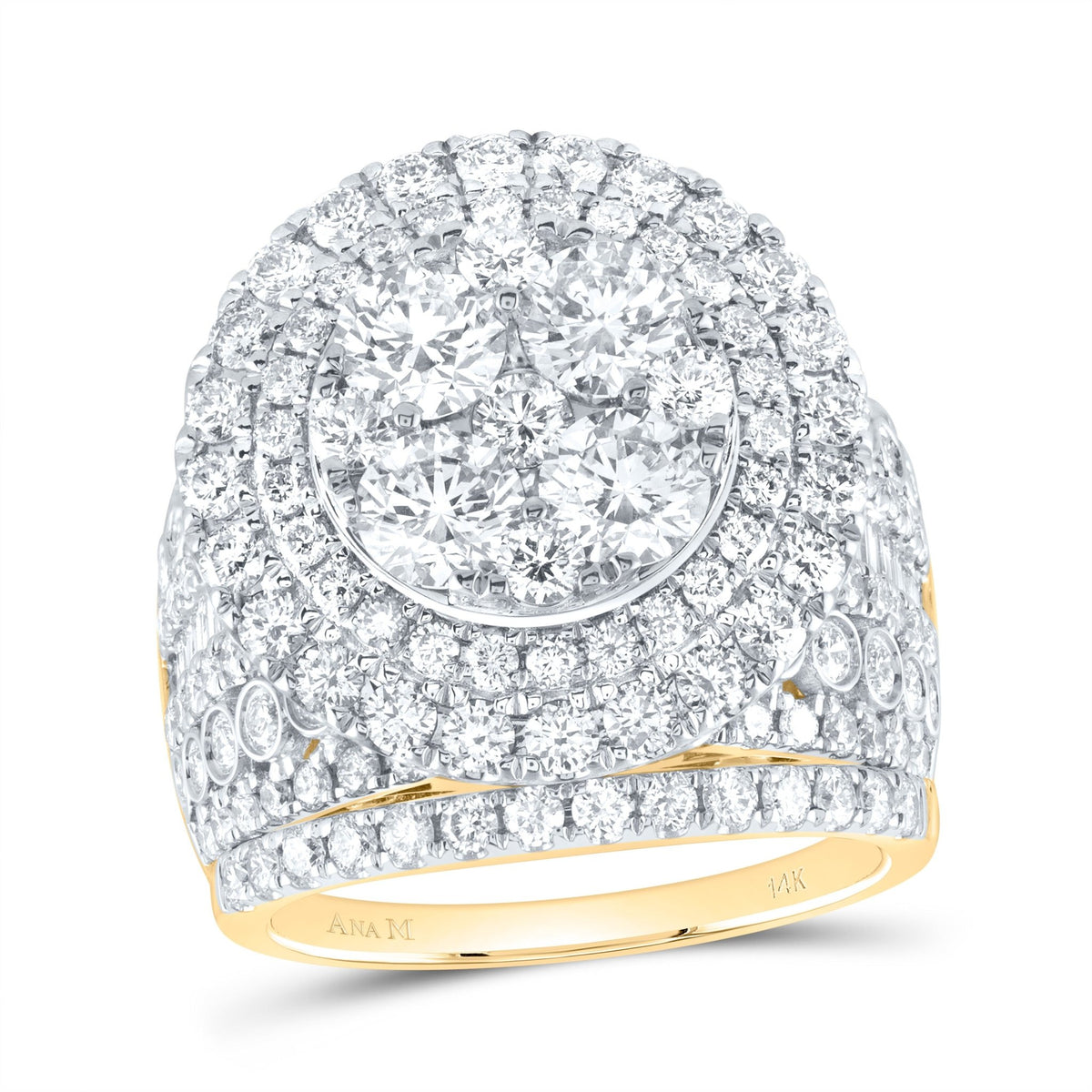 14K Yellow Gold Diamond Single Halo Bridal Set 4 3/4 Cttw - Splendid Jewellery