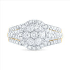 14K Yellow Gold Diamond Single Halo Fashion Bridal Ring 1 1/2 Cttw - Splendid Jewellery