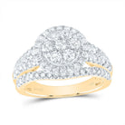 14K Yellow Gold Diamond Single Halo Fashion Bridal Ring 1 1/2 Cttw - Splendid Jewellery