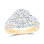 14K Yellow Gold Diamond Single Halo Fashion Bridal Ring 1 1/2 Cttw - Splendid Jewellery