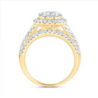 14K Yellow Gold Diamond Single Halo Fashion Bridal Ring 1 1/2 Cttw - Splendid Jewellery