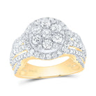 14K Yellow Gold Diamond Single Halo Fashion Bridal Ring 2 Cttw - Splendid Jewellery