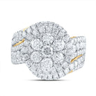 14K Yellow Gold Diamond Single Halo Fashion Bridal Ring 3 Cttw - Splendid Jewellery