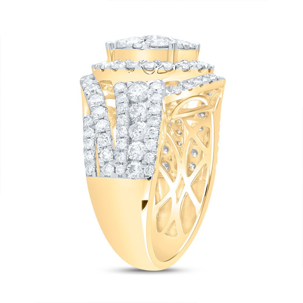 14K Yellow Gold Diamond Single Halo Fashion Bridal Ring 3 Cttw - Splendid Jewellery