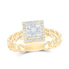 14K Yellow Gold Diamond Square Designer Ring 3/8 Cttw - Splendid Jewellery