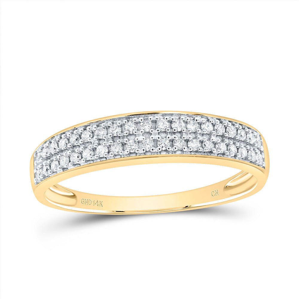 14K Yellow Gold Diamond Square Trio Ring Set 1 1/3 Cttw - Splendid Jewellery